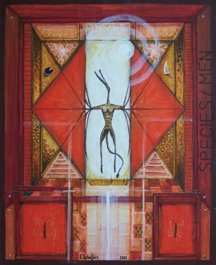 Specimen, acryl op zwaar papier 50x60 Specimen, acryl.