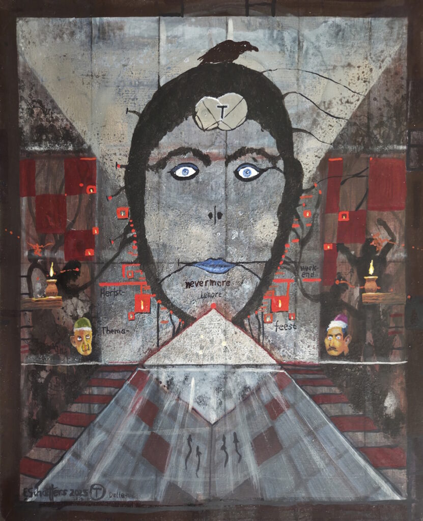 Transities Delta-nihil, acryl op zwaar papier 50x60