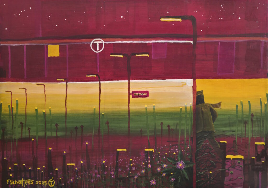 Transities Verdwijnlijn, acryl op paneel 50x70